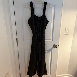 Everlane Black Linen Jumpsuit with Tie, Size 10